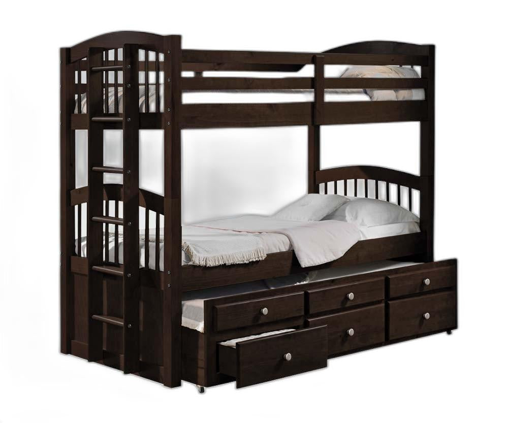 80inches X 41inches X 71inches Espresso Twin Over Twin Bunk Bed And